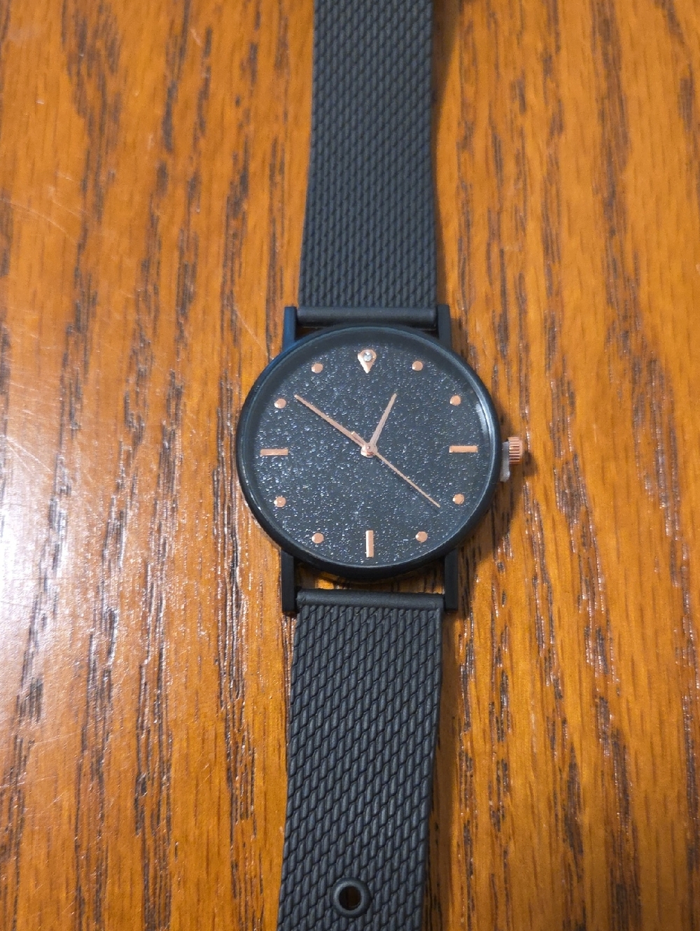 Black Men's Watch with Rose Gold Accents